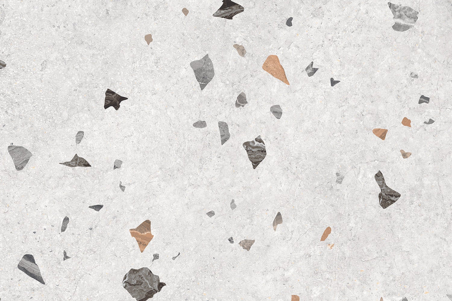 Patterned surface with scattered stone chips on a light gray background