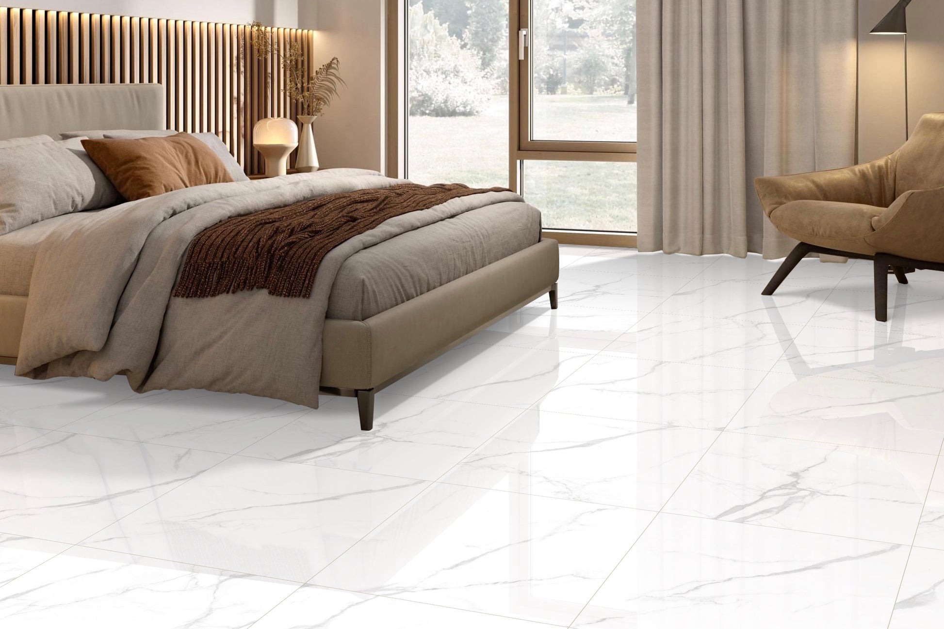white marble porcelain floor tiling