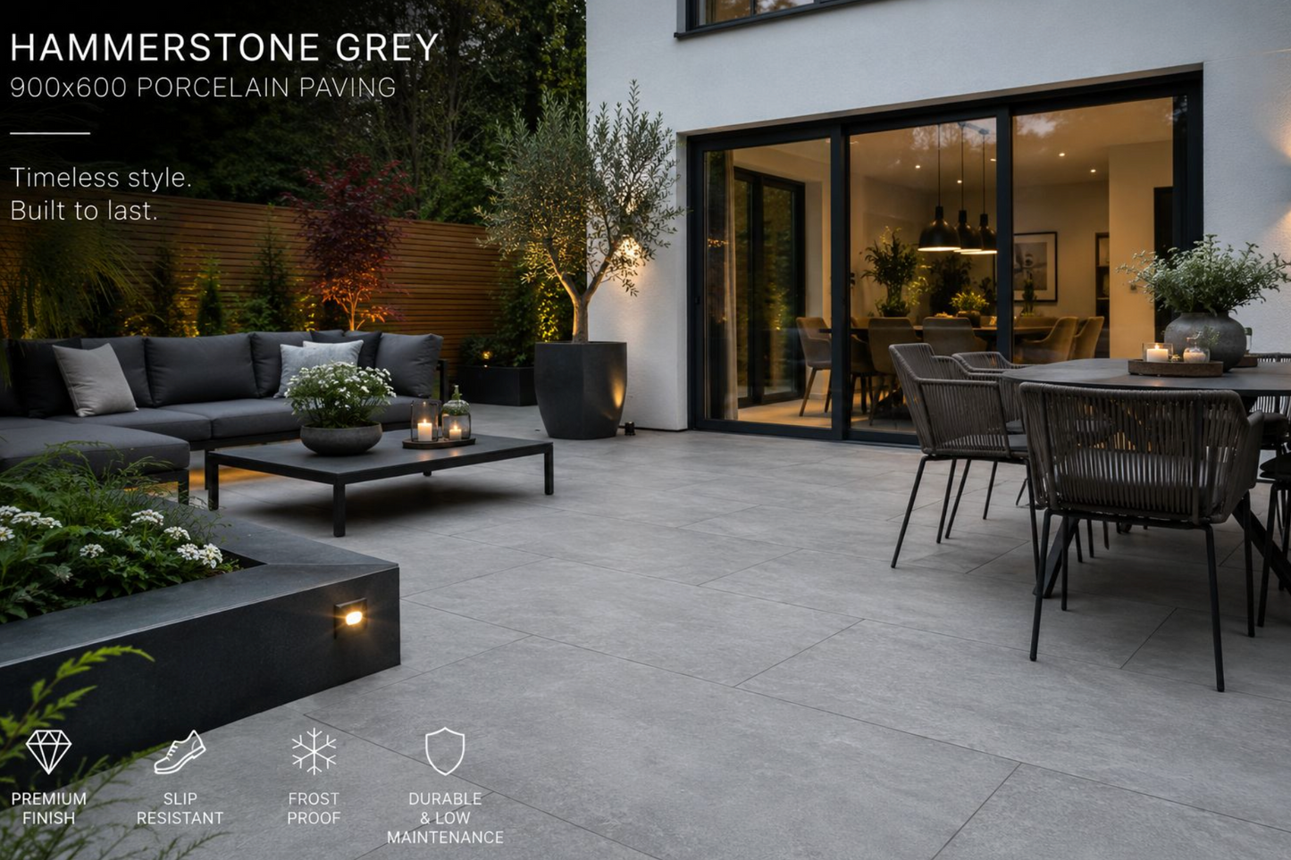 Hammerstone Grey Porcelain Paving 900x600 22.1m2 Pack